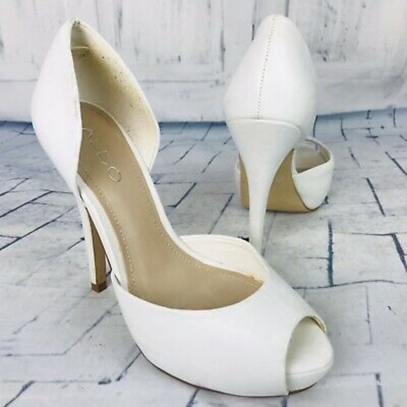 Aldo White Peep Toe D'orsay Platform Heel - Picture 1 of 9